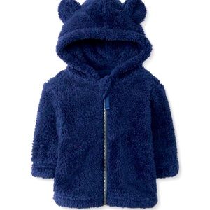 Hanna Andersson Sherpa Bear Hoodie Blue 2T